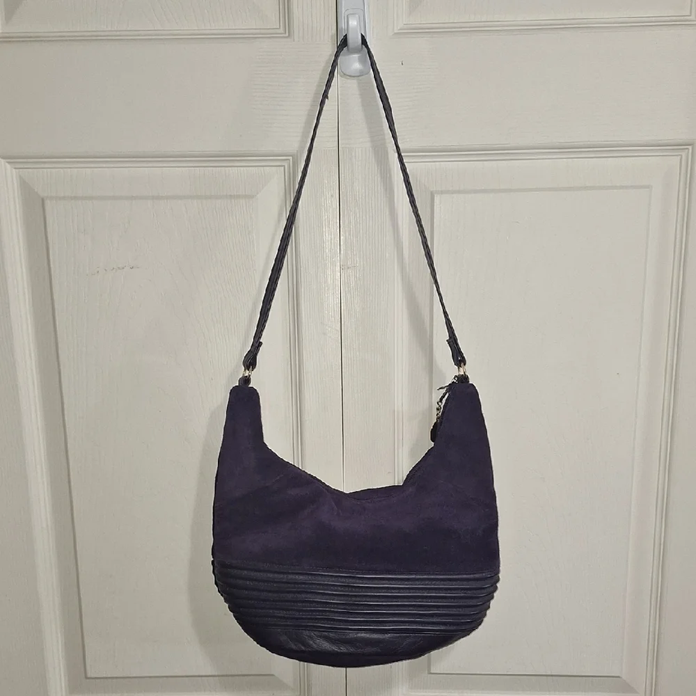 Vintage Toni Genuine Leather Suede Purple Medium Hobo Shoulder Bag